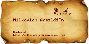 Milkovich Arszlán névjegykártya